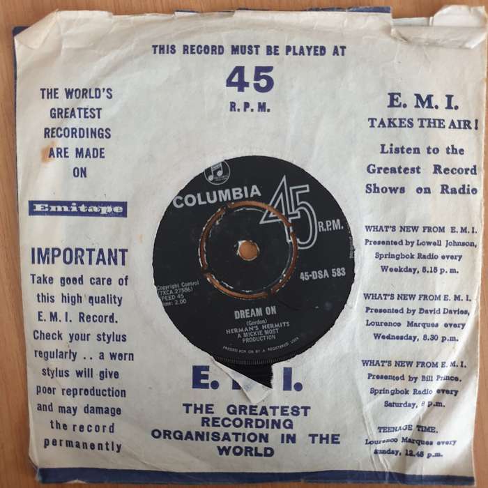 Herman's Hermits  Wonderful World - 7" Vinyl Record  (VG) (DLB)