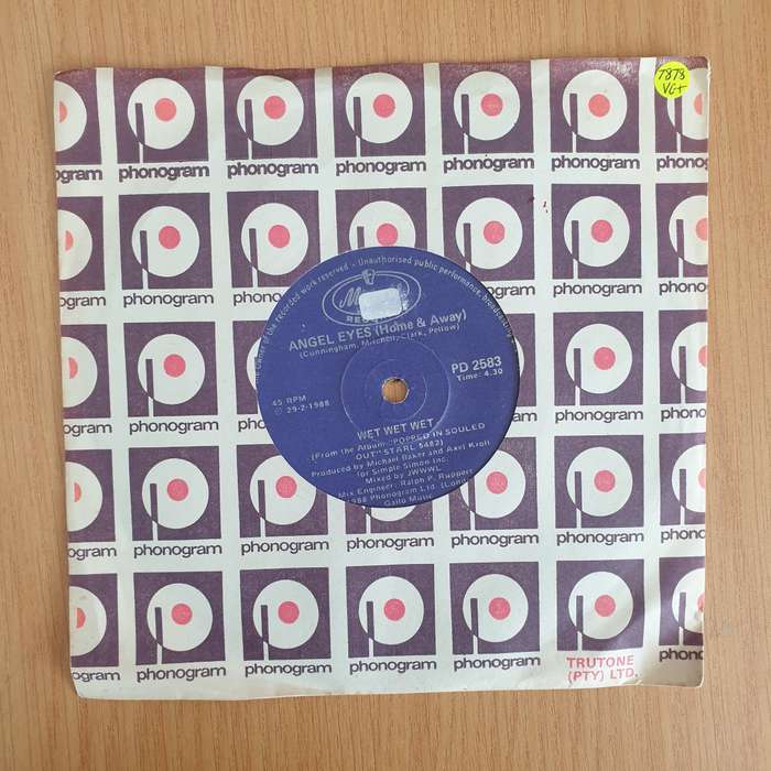 Wet Wet Wet  Angel Eyes (Home And Away) - 7" Vinyl Record  (VG+) (DLB)