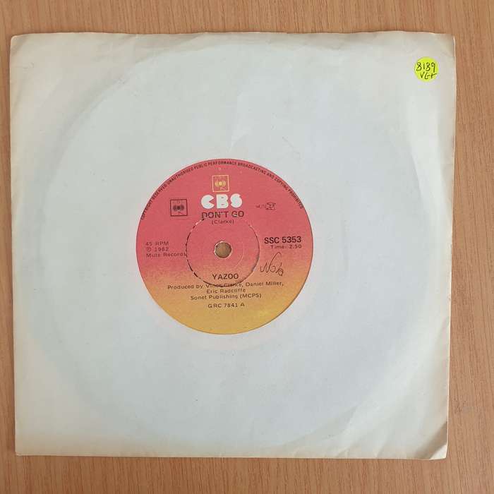Yazoo  Don't Go - Vinyl 7" Record - Very-Good+ Quality (VG+)