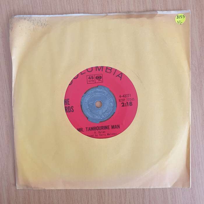 The Byrds  Mr. Tambourine Man / I Knew I'd Want You - Vinyl 7 Record  (VG+) (Aryeh)