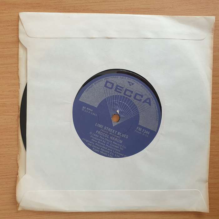 Procol Harum  A Whiter Shade Of Pale / Lime Street Blues - Vinyl 7 Record  (VG+) (Aryeh)