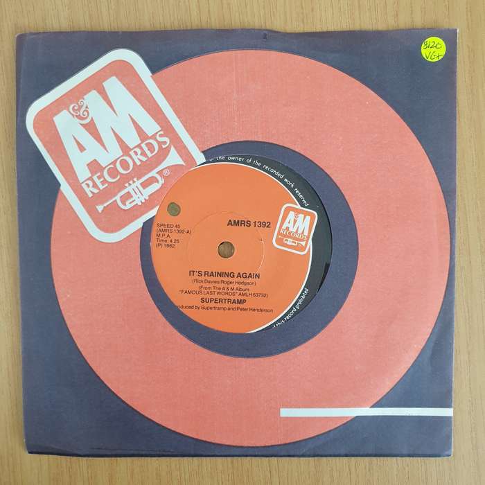 Supertramp  It's Raining Again - Vinyl 7 Record  (VG+) (Aryeh)