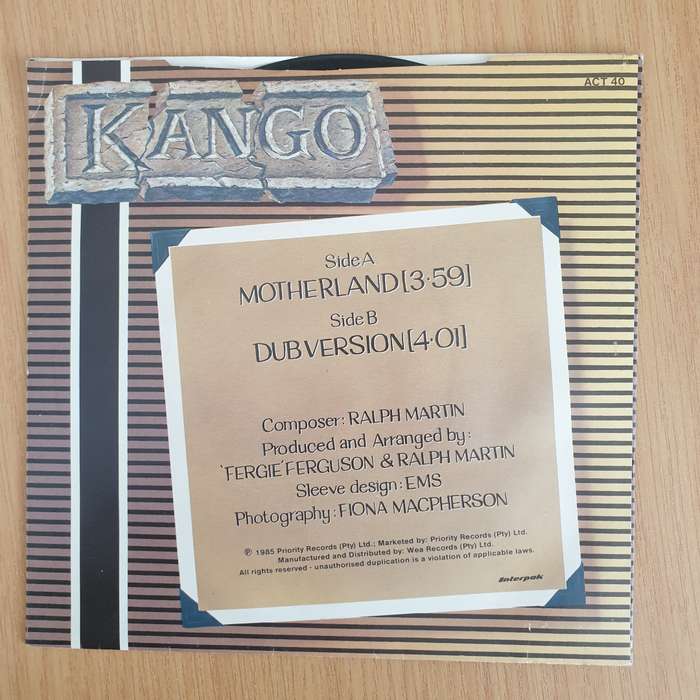 Kango   Motherland - Vinyl 7 Record  (VG+) (Aryeh)