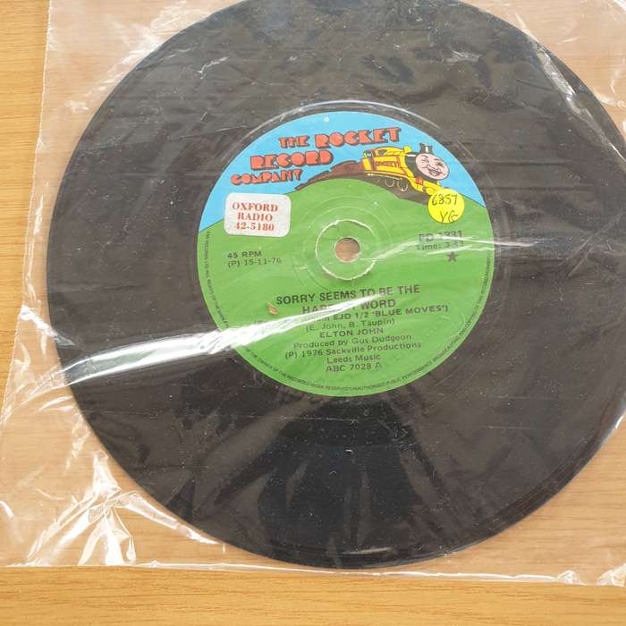 Elton John  Sorry Seems To Be The Hardest Word  - Vinyl 7" Record  (VG)