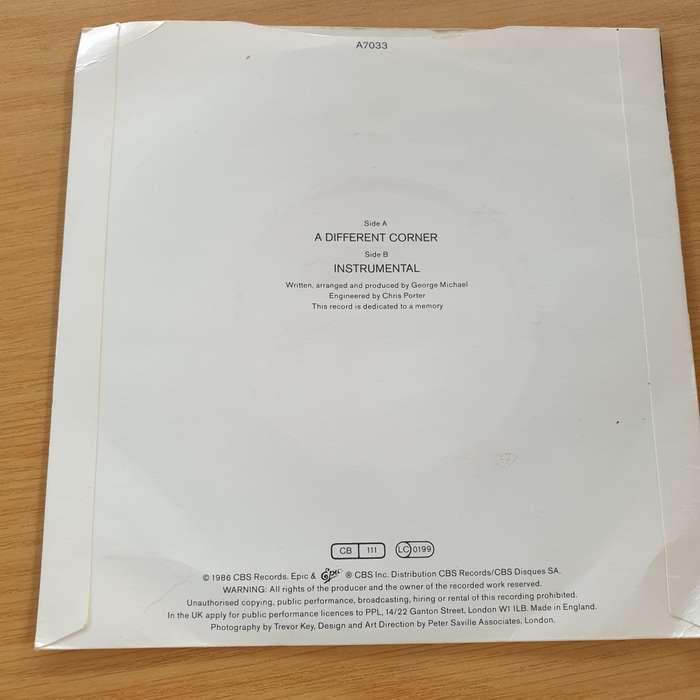 George Michael  A Different Corner- Vinyl 7" Record (VG+)