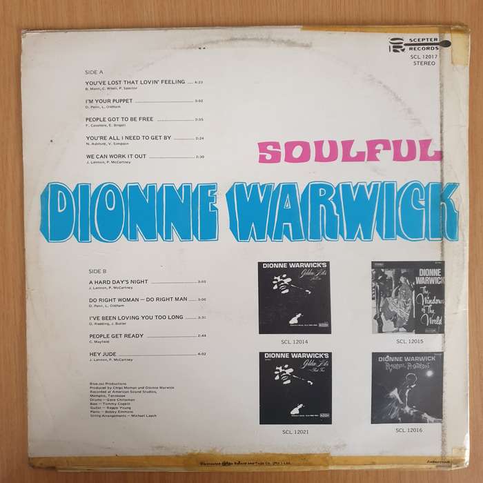 Dionne Warwick  Soulful  Vinyl LP Record - Very-Good Quality (VG)  (verry)