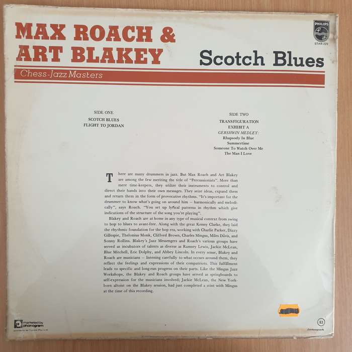 Art Blakely & Max Roach - Scotch Blues  Vinyl LP Record - Very-Good+ Quality (VG+) (verygoodplus)