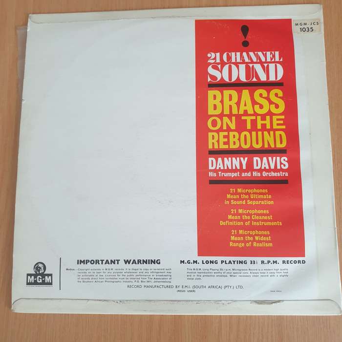 Danny Davis, His Trumpet And His Orchestra  Brass On The Rebound - Vinyl LP Record - Very-Good...