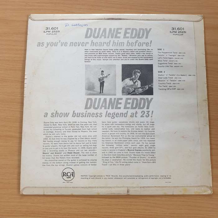 Duane Eddy  Twistin' 'N' Twangin' - Vinyl LP Record (G+)