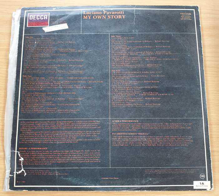 Luciano Pavarotti  My Own Story - Double Vinyl LP Record (VG+)
