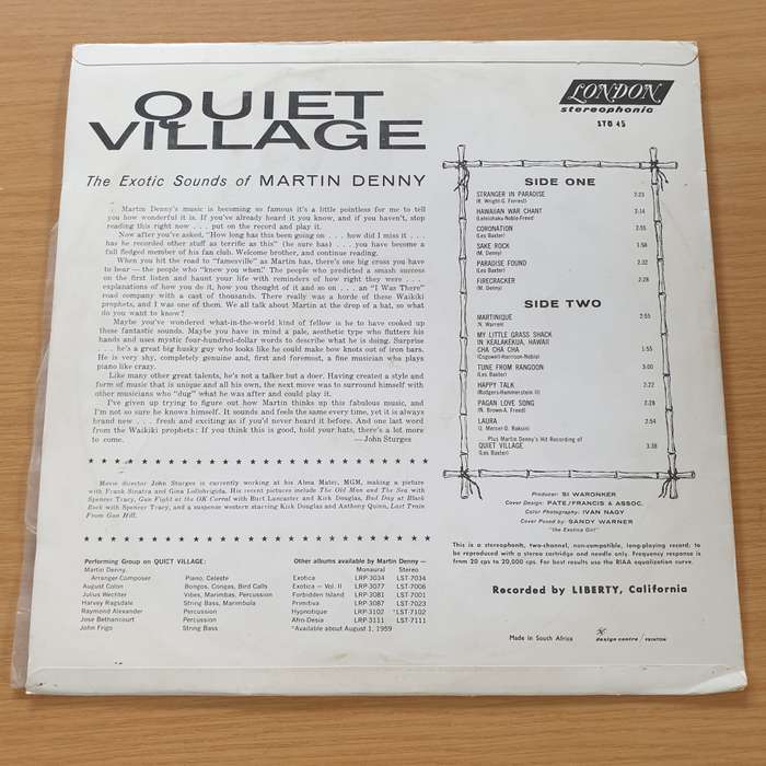 Martin Denny  Quiet Village - The Exotic Sounds Of Martin Denny - Vinyl LP Record (VG+)