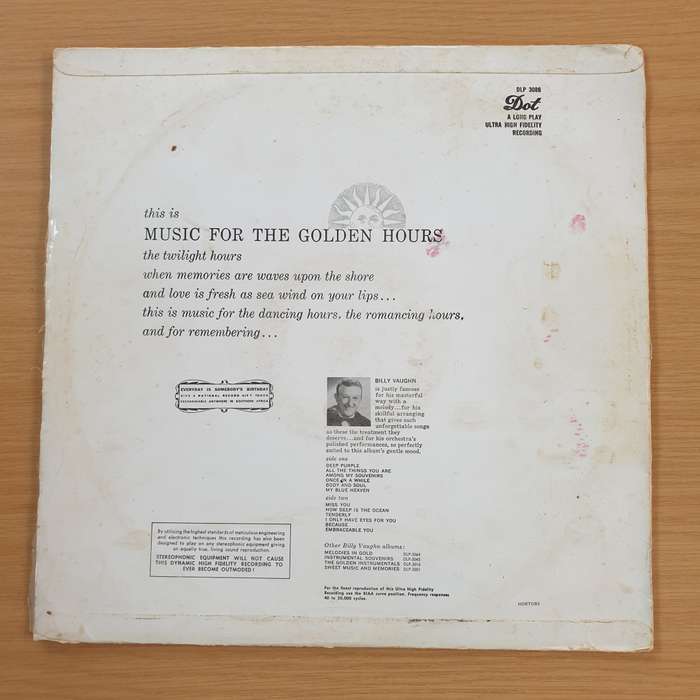 Billy Vaughn And His Orchestra  Music For The Golden Hours - Vinyl LP Record (VG)