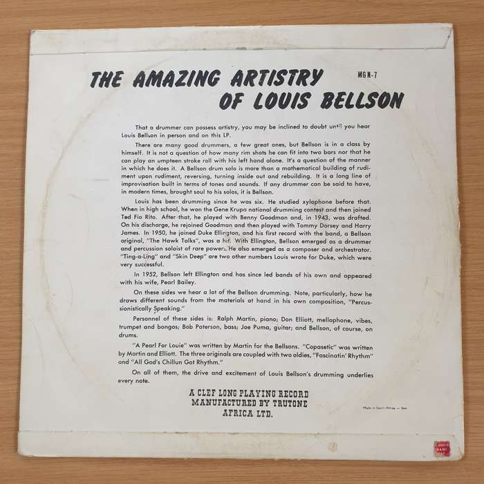 Louis Bellson  The Amazing Artistry Of Louis Bellson  Vinyl LP Record (VG+)