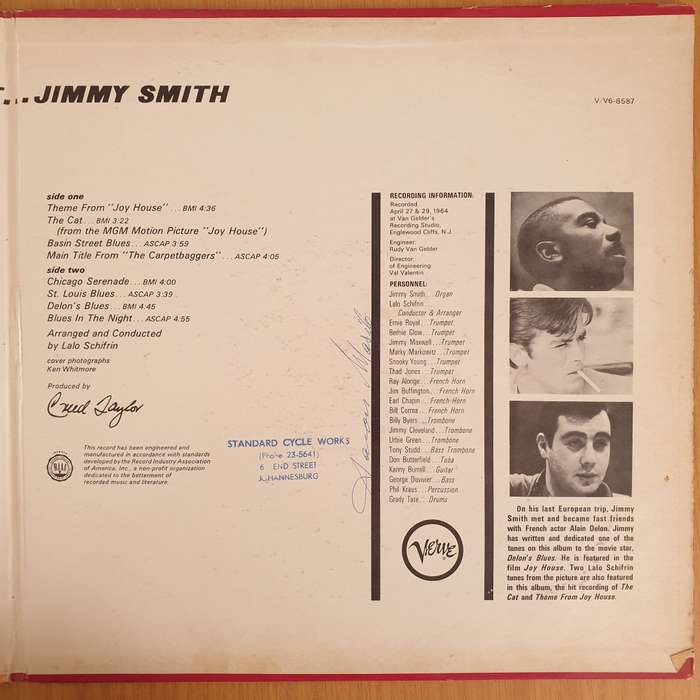 The Incredible Jimmy Smith  The Cat  - Vinyl LP Record  (G+)