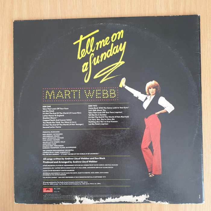 Marti Webb  Tell Me On A Sunday - Andrew Lloyd Webber - Vinyl LP Record (VG+)