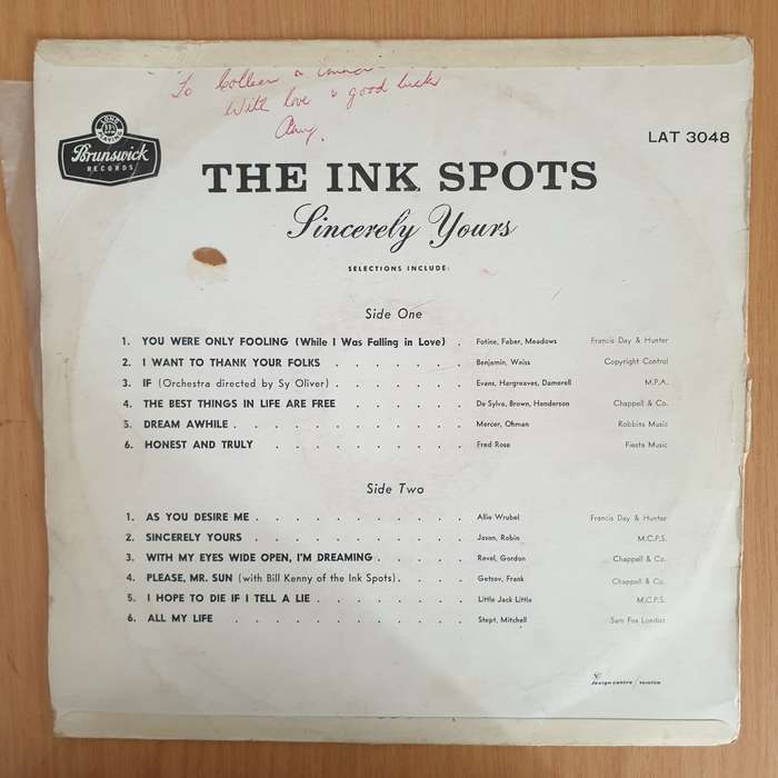 The Ink Spots  Sincerely Yours - Vinyl LP Record  (G+)