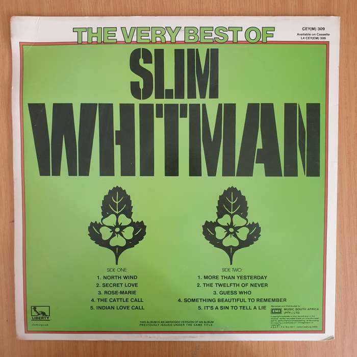 Slim Whitman  The Very Best Of Slim Whitman - Vinyl LP Record  (VG+)
