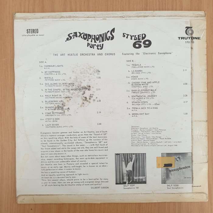 Art Heatlie  Saxophonics Party Styled 69  Vinyl LP Record (VG+)