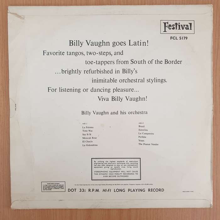 Billy Vaughn Goes Latin - Vinyl LP Record (VG+)