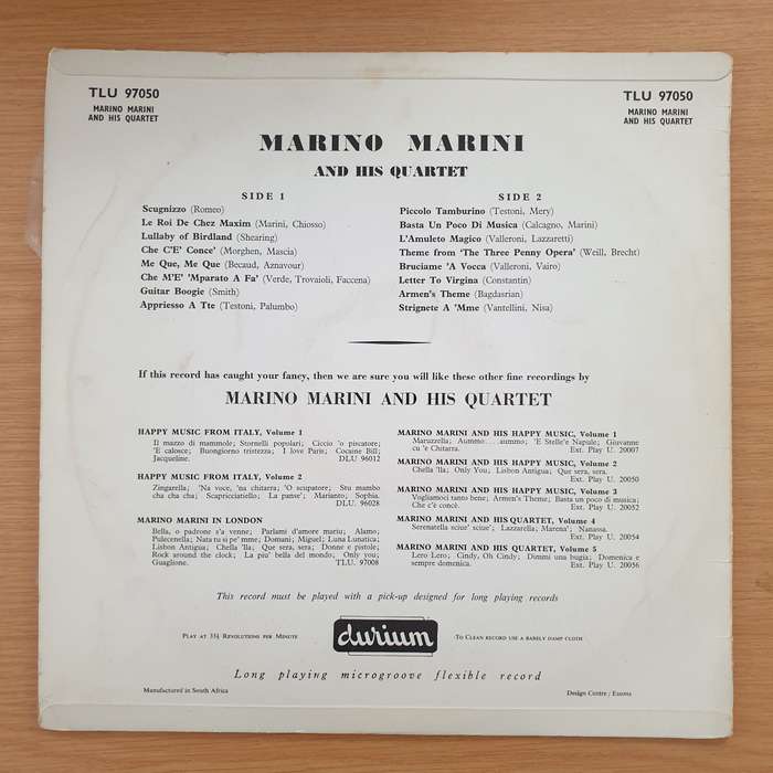 Marino Marini And His Quartet  The Sensations Of Europe - Vinyl LP Record (VG+)