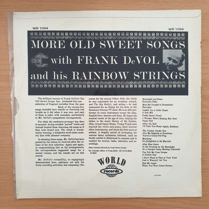 Frank DeVol And His Rainbow Strings  More Old Sweet Songs With Frank DeVol - Vinyl LP Record (...