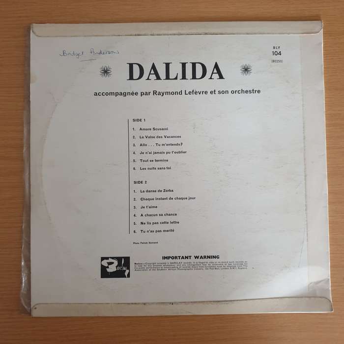 Dalida  Dalida  Vinyl LP Record (VG+)