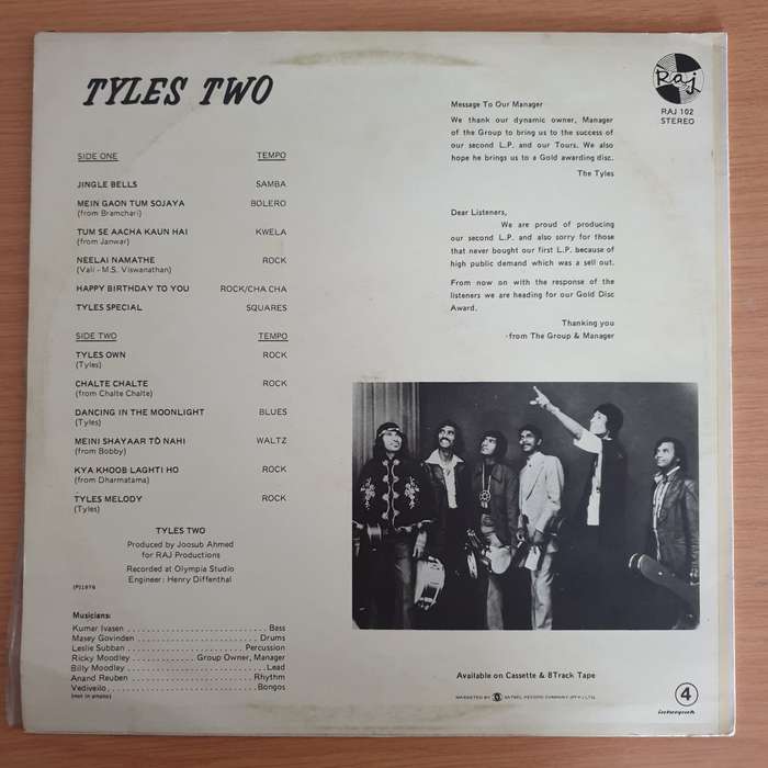 The Tyles  Tyles Two - Top Hindi Film Tunes -Perfect for Dancing - Vinyl LP Record (VG+)
