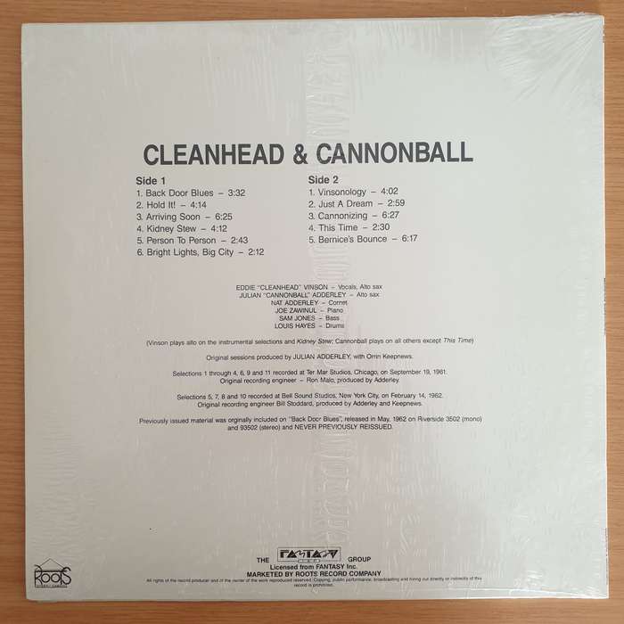 Eddie "Cleanhead" Vinson With The Cannonball Adderley Quintet  Cleanhead & Cannonball - Vinyl ...