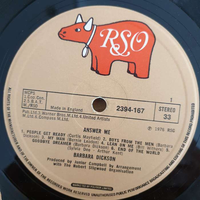 Barbara Dickson  Answer Me (UK) -  Vinyl LP Record (VG+)