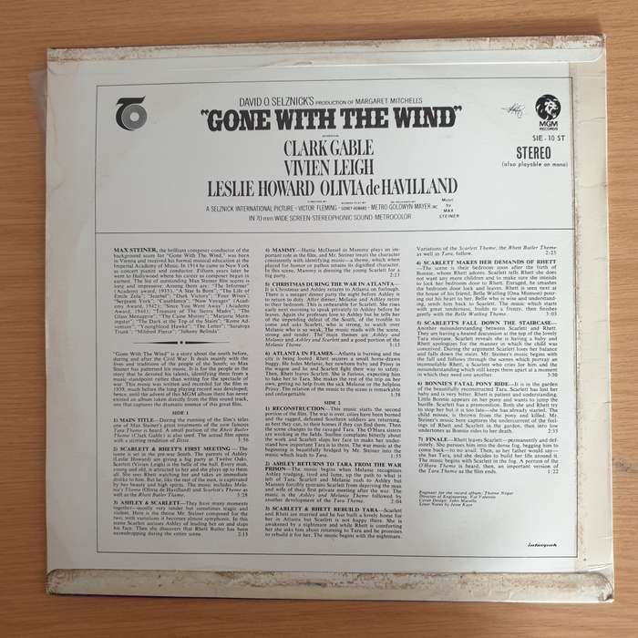 Gone With The Wind -  - Original Soundtrack Score - Max Steiner - Vinyl LP Record (VG+)