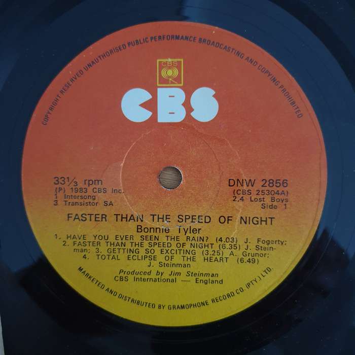 Bonnie Tyler  Faster Than The Speed Of Night (Rhodesia) - Vinyl LP Record (VG+)