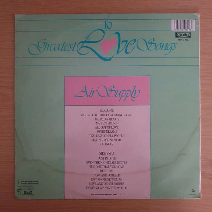 Air Supply  Greatest Love Songs  - Vinyl LP Record (VG)