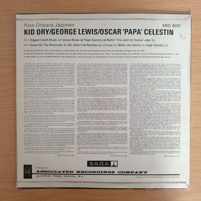 New Orleans Jazz Men - Kid Ory / George Lewis / 'Papa' Celestin   Vinyl LP Record (VG+)