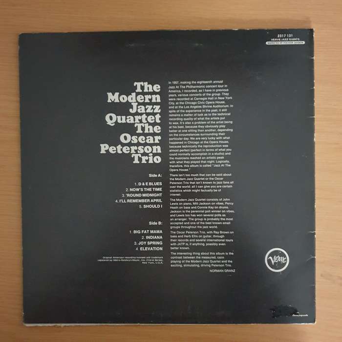 The Modern Jazz Quartet And The Oscar Peterson Trio  Vinyl LP Record  (VG+)