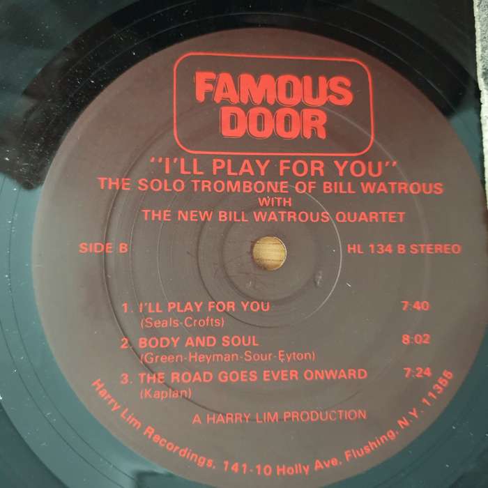 Bill Watrous  I'll Play For You   Vinyl LP Record  (VG+)