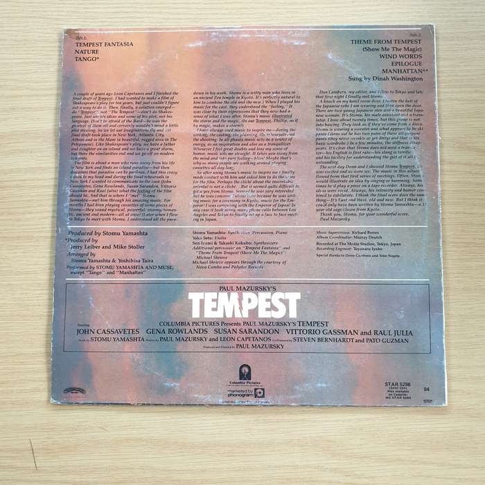 Tempest (Original Music From The Motion Picture Soundtrack) - Stomu Yamashta  Paul Mazursky's ...
