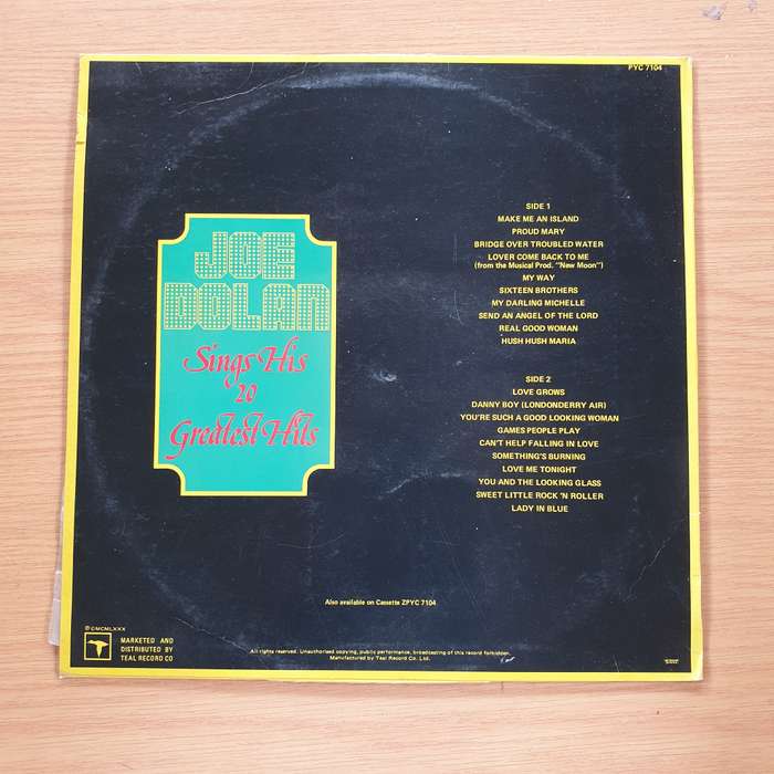 Joe Dolan  Joe Dolan Sings His 20 Greatest Hits  Vinyl LP Record (VG+)