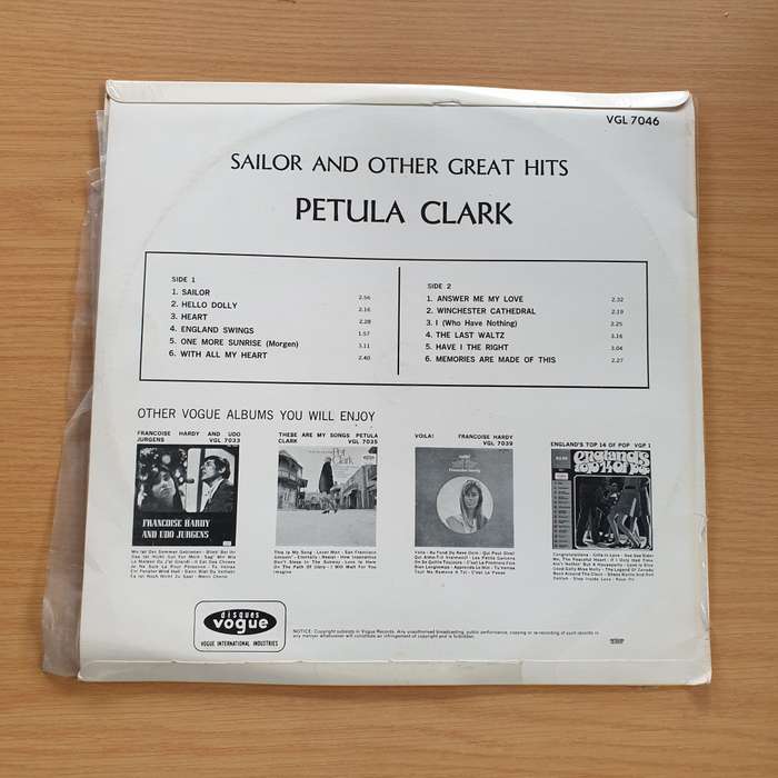 Petula Clark - Sailor and Other Great Hits  - Vinyl LP Record (VG+)