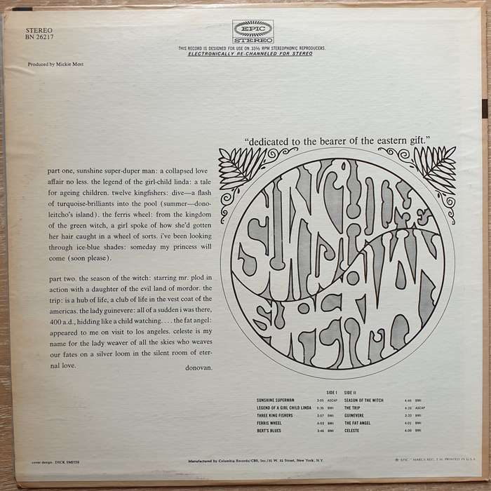 Donovan  Sunshine Superman - Vinyl LP Record - Very-Good+ Quality (VG+)