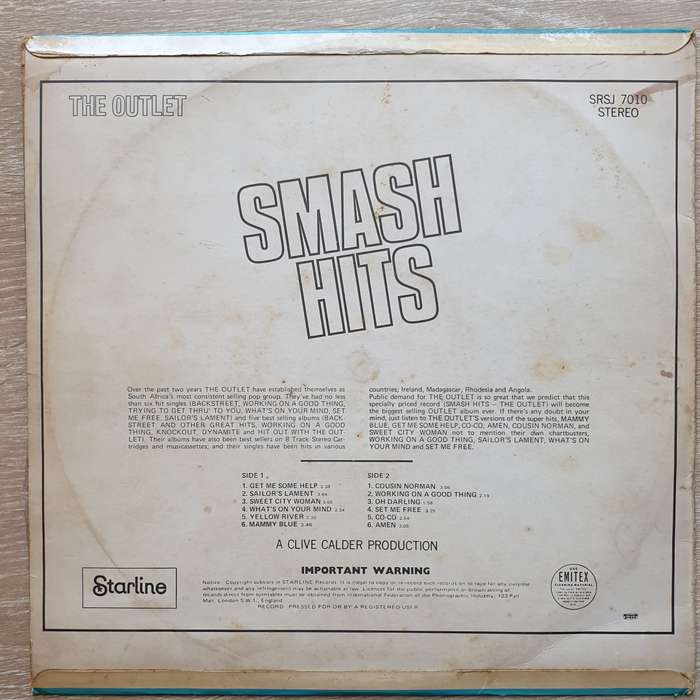 The Outlet  Smash Hits - Vinyl LP Record - Opened  - Very-Good- Quality (VG-)
