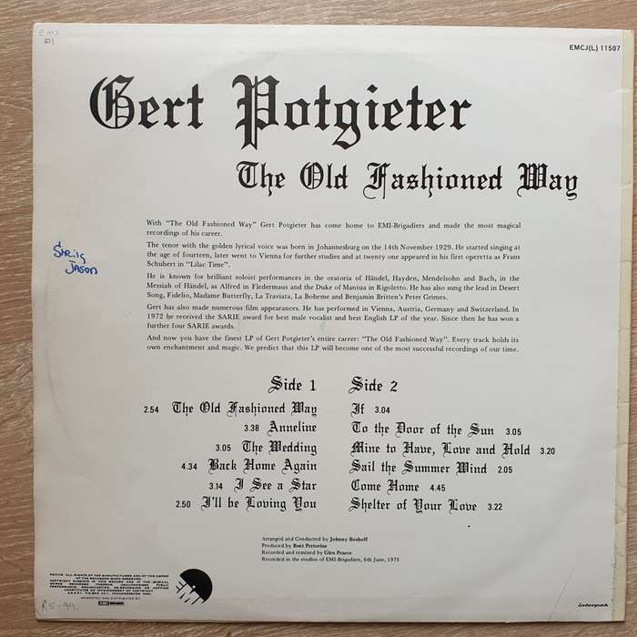 Gert Potgieter - The Old Fashioned Way  Vinyl LP Record - Opened  - Good+ Quality (G+)