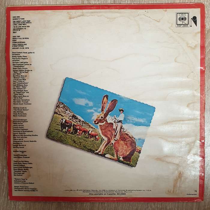 Steve Forbert  Jackrabbit Slim - Vinyl LP Record - Very-Good+ Quality (VG+)