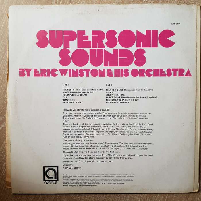 Eric Winston & His Orchestra  Supersonic Sounds -  Vinyl LP Record - Opened  - Very-Good+ Q...