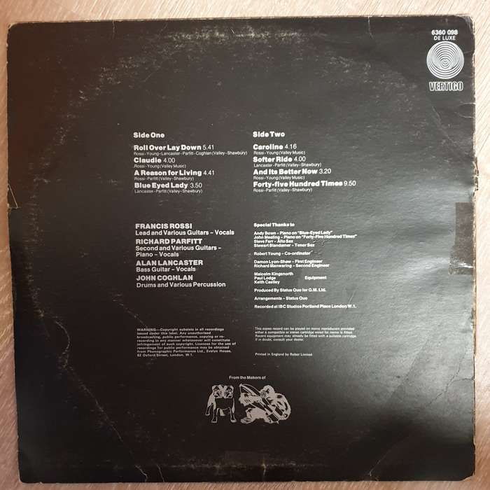 Status Quo  Hello!  Vinyl LP Record - Opened  - Good+ Quality (G+)
