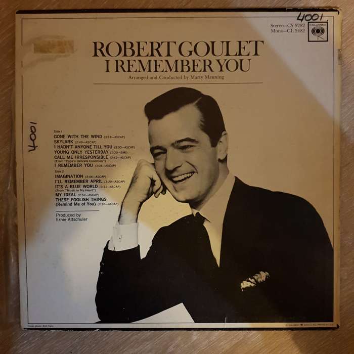 Robert Goulet  I Remember You -  Vinyl LP Record - Very-Good+ Quality (VG+)