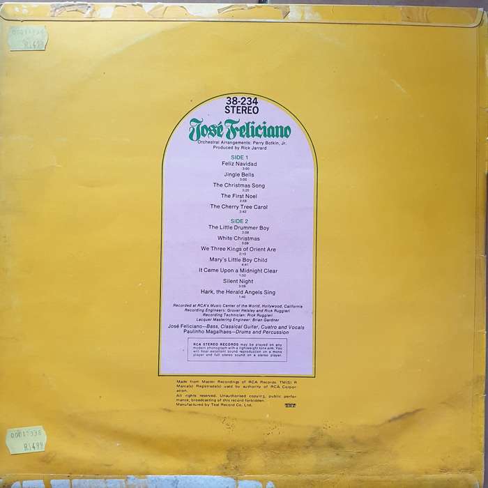 José Feliciano  José Feliciano  Vinyl Record - Very-Good+ Quality (VG+)