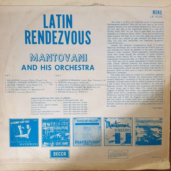 Mantovani And His Orchestra  Latin Rendezvous - Vinyl LP Record - Opened  - Very-Good Quali...