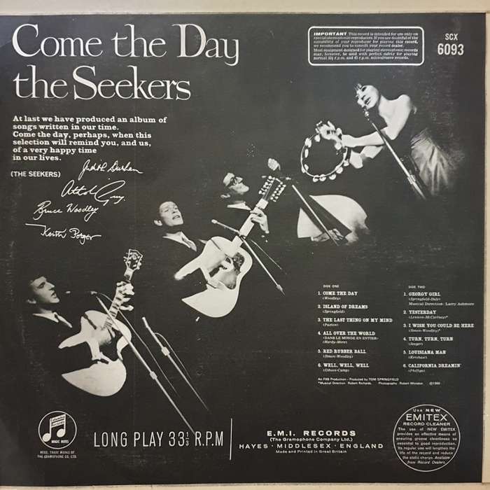 The Seekers - Come The Day - Vinyl LP Record - Opened  - Very-Good Quality (VG)