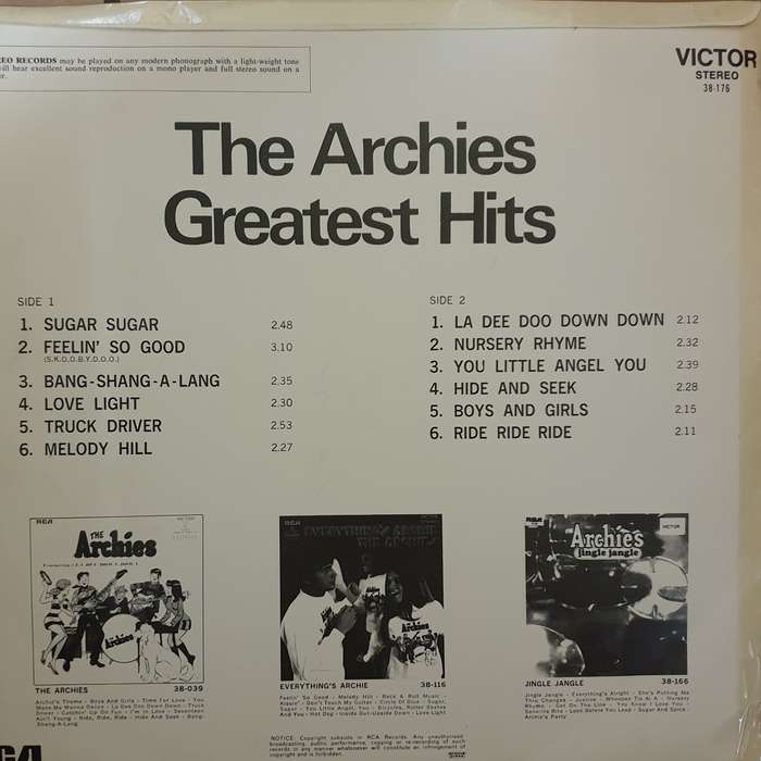 The Archies  Greatest Hits - Vinyl LP Record - Opened  - Good Quality (G)