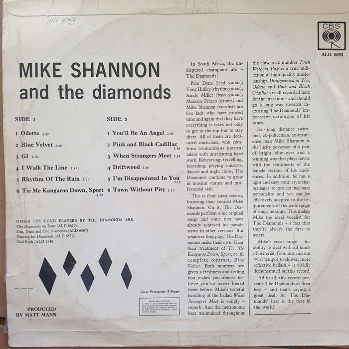 Mike Shannon & The Diamonds - Vinyl LP Record - Opened  - Very-Good Quality (VG)